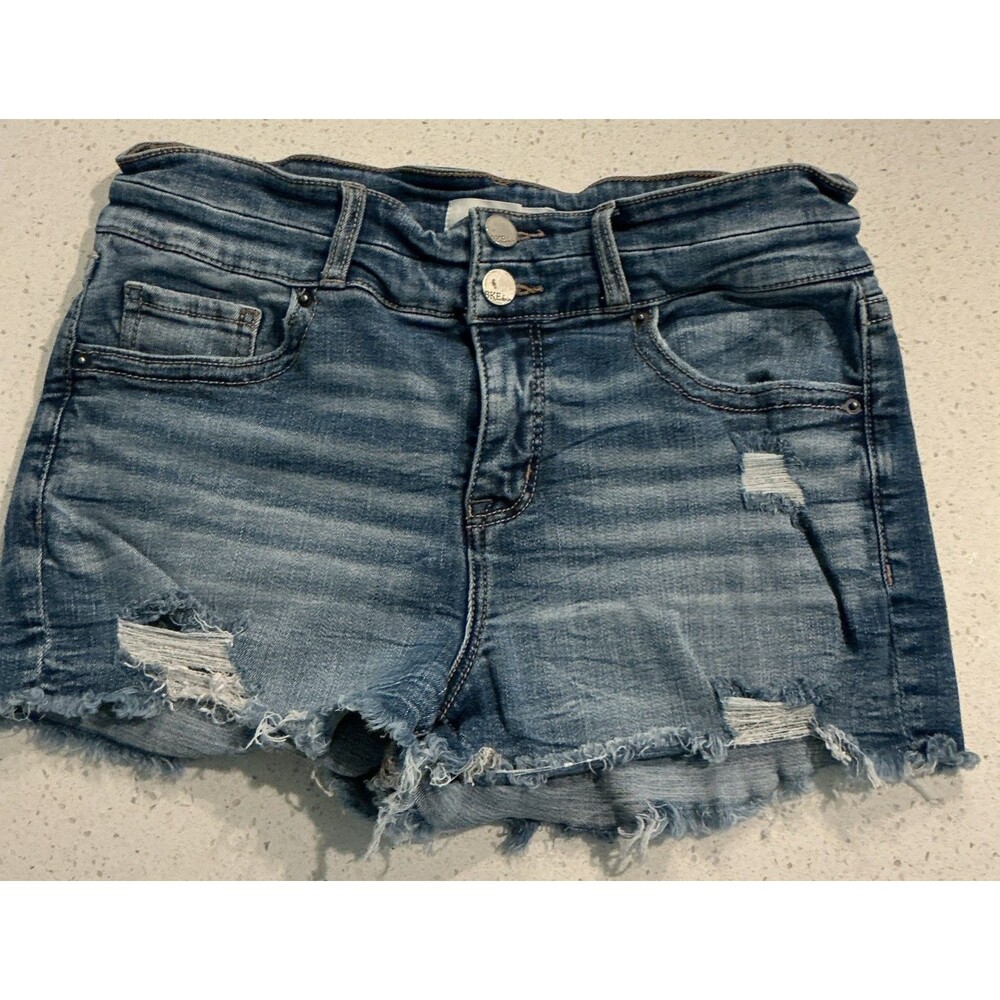 BKE Denim Gabby Shorts Womens Size 27 Blue Dark Wash Jeans Distressed